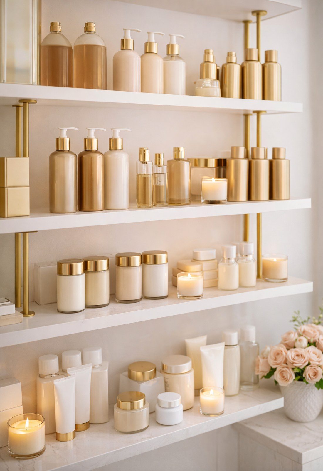 Beauty products on shelf